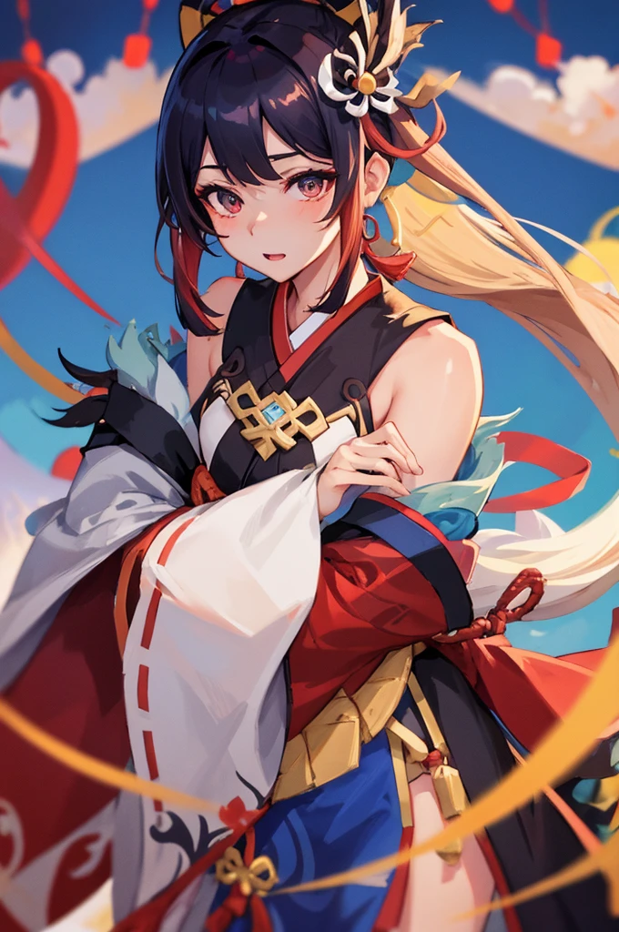 One in costume、Close-up of a man with a sword, Ayaka Genshin impact, onmyoji portrait, onmyoji, 《Genshin Impact》Keqing in, ayaka game genshin impact, 《Genshin Impact》Zhongli in Zhongli, Fox letter, Genshin impact's character, onmyoji detailed art, 《Azur route》role,Best quality at best,tmasterpiece,beautifuldetails,Original Character,beuaty girl, shallowdepthoffield, Delicate Beautiful Attractive Face,Hyper-realistic photo simulation Hyper-realistic photo simulation,girl, (Hanfu), blazing, side lights