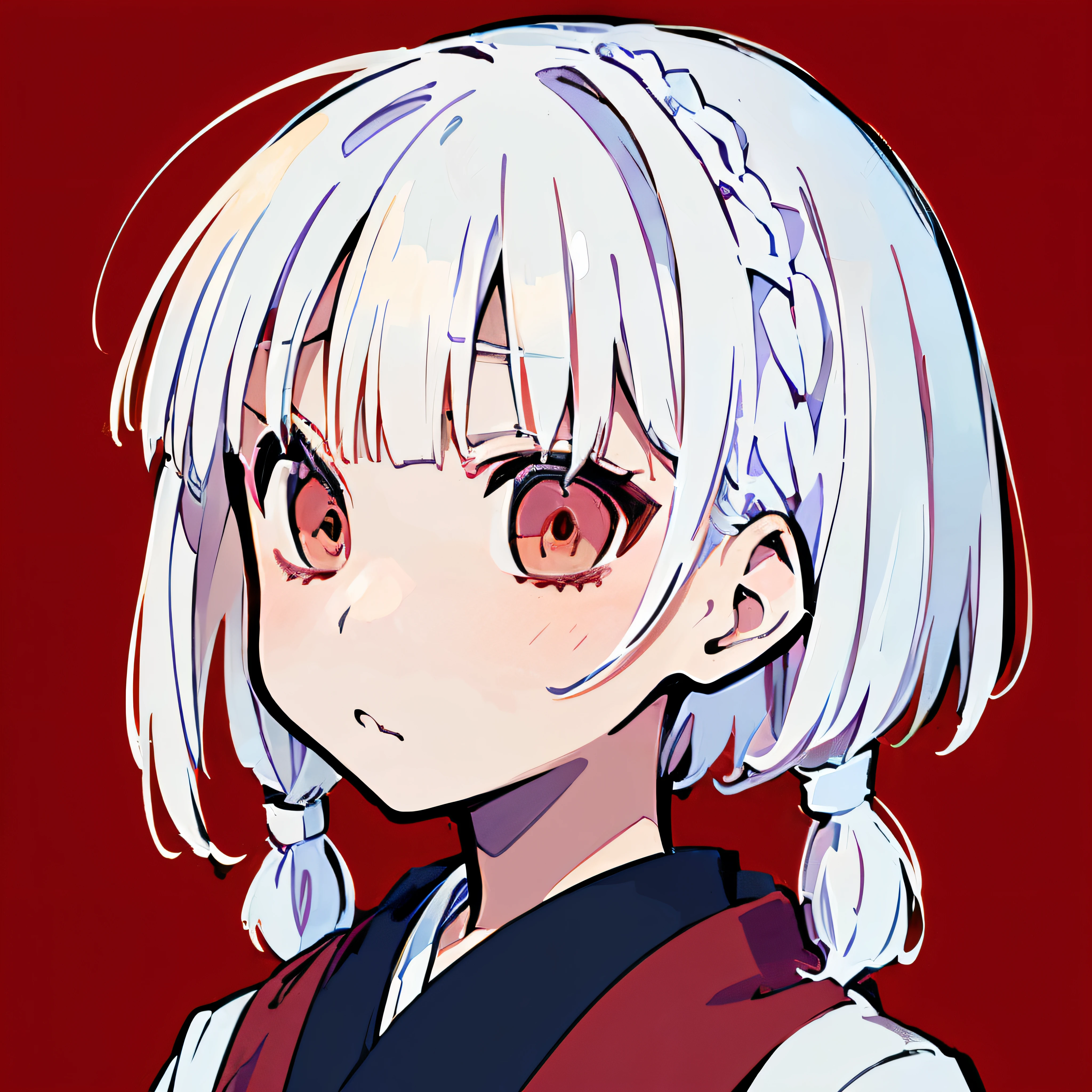 (((masutepiece, Illustration, strong contour background,facefocus, a japanese girl, Suit, White hair, french braids, Short hair,sad