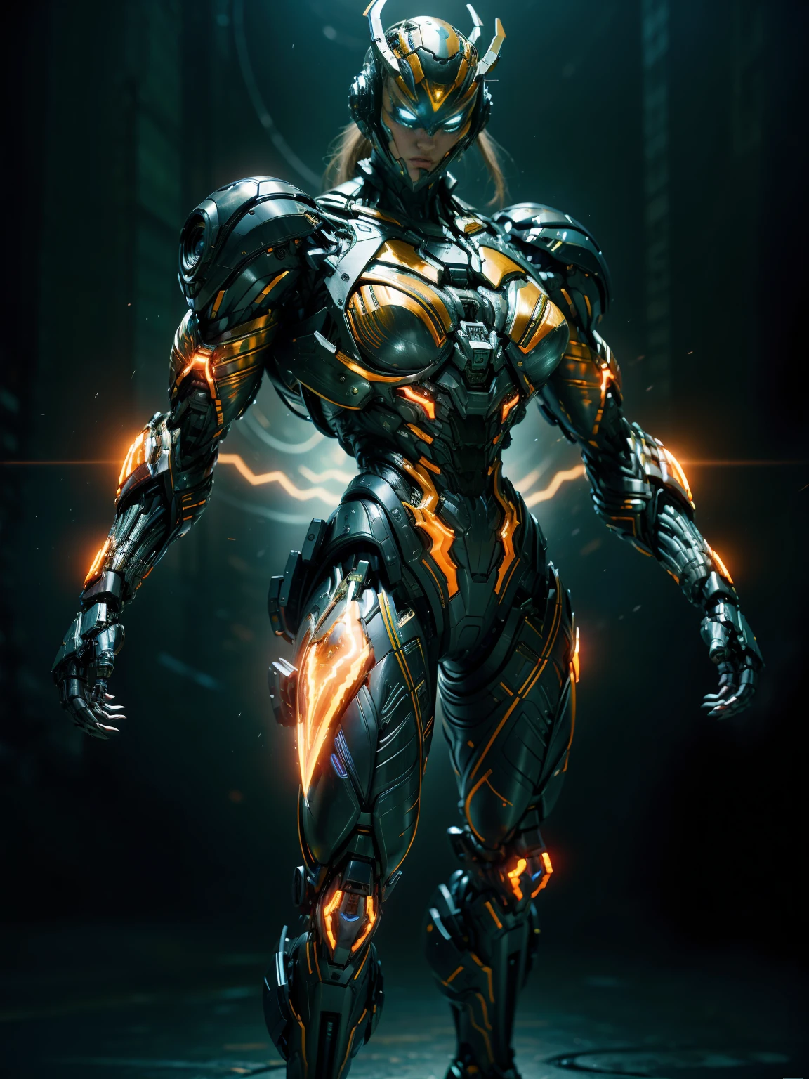 Cinematic, hyper-detailed, and insanely detailed, this artwork captures the essence of a bald hairless muscular female android girl. Beautiful color grading, enhancing the overall cinematic feel. Unreal Engine brings her anatomic cybernetic muscle suit to life, appearing even more mesmerizing. With the use of depth of field (DOF), every detail is focused and accentuated, drawing attention to her eyes and the intricate design of the anatomic cybernetic muscle suit . The image resolution is at its peak, utilizing super-resolution technology to ensure every pixel is perfect. Cinematic lighting enhances her aura, while anti-aliasing techniques like FXAA and TXAA keep the edges smooth and clean. Adding realism to the anatomic cybernetic muscle suit, RTX technology enables ray tracing. Additionally, SSAO (Screen Space Ambient Occlusion) gives depth and realism to the scene, the girl's anatomic cybernetic muscle suit become even more convincing. In the post-processing and post-production stages, tone mapping enhances the colors, creating a captivating visual experience. The integration of CGI (Computer-Generated Imagery) and VFX (Visual Effect brings out the anatomic cybernetic muscle suit's intricate features in a seamless manner. SFX (Sound Effects) complement the visual artistry, immersing the viewer further into this fantastic world. The level of detail is awe-inspiring, with intricate elements meticulously crafted, the artwork hyper maximalist and hyper-realistic. Volumetric effects add depth and dimension, and the photorealism is unparalleled. The image is rendered in 8K resolution, ensuring super-detailed visuals. The volumetric lightning adds a touch of magic, highlighting her beauty and the aura of her anatomic cybernetic muscle suit in an otherworldly way. High Dynamic Range (HDR) technology makes the colors pop, adding richness to the overall composition. Ultimately, this artwork presents an unreal portrayal of a super muscled cybernetic female android