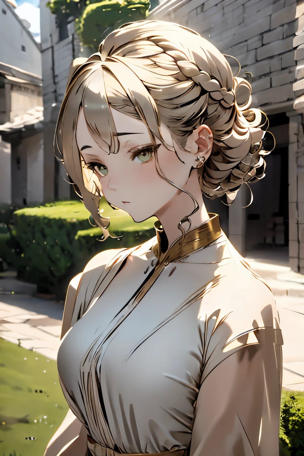 {Voluminous updo|Natural wavy shape|ADF|a pixie cut}, Look at viewers, (Cinematic:0.7), depth of fields,
masutepiece, Best Quality, outside of house, Night time, (Frontal character:1.3),
Ivory hair, Golden Eyes,