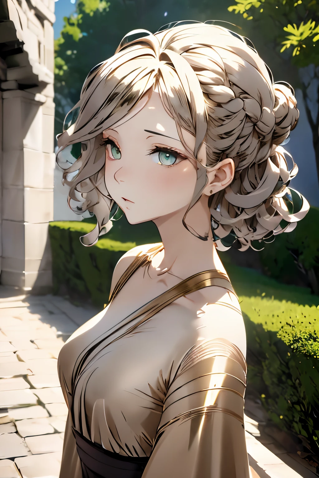 {Voluminous updo|Natural wavy shape|ADF|a pixie cut}, Look at viewers,  (Cinematic:0.7), depth of fields, 
masutepiece, Best Quality, outside of house, Night time, (Frontal character:1.3),
Ivory hair, Golden Eyes,