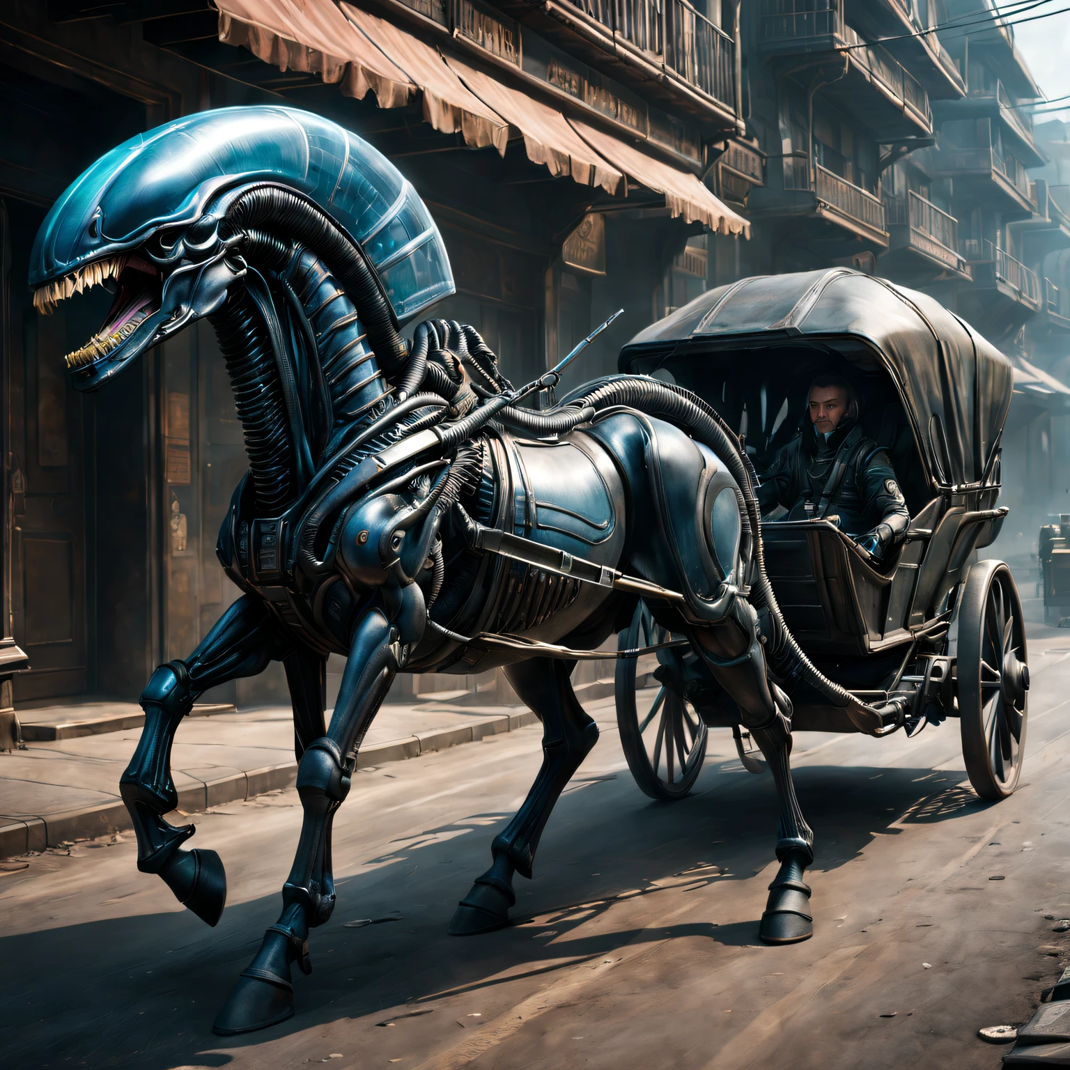 (futuristic dystopia,sci-fy,Xenomorph,mistic) buggy,Best quality at best,4K,8K,A high resolution,tmasterpiece:1.2,ultra - detailed,actual:1.37,[HighDynamicRange] [hyper HD],Studio lighting,Ultra-fine painting,Focus sharp,physically-based renderingt,Extremely detailed description,professional,vivd colour,sportrait,The landscape,Concept artist,Colorful vibrant shades,ambientlighting