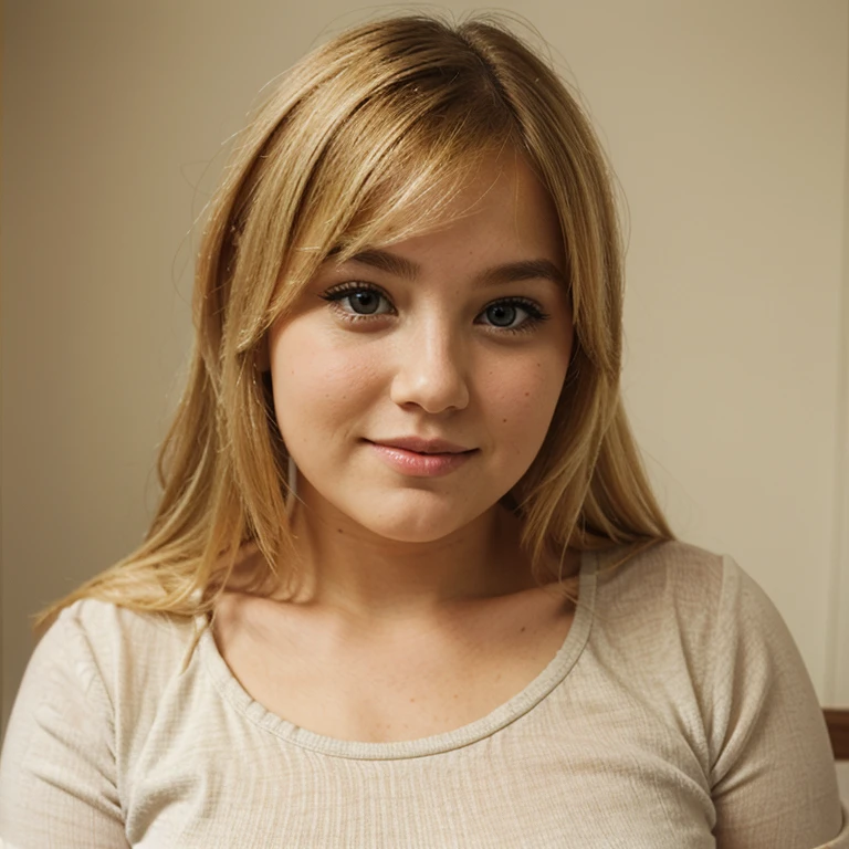 Blond beautiful chubby girl face