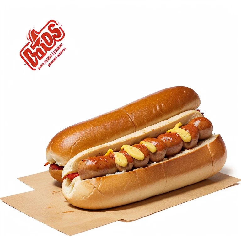 art graphics, Illustration of homemade hot dogs and sausages , High-detail cleaning, Vector images, Flat white background, shaking, vector, lifelike