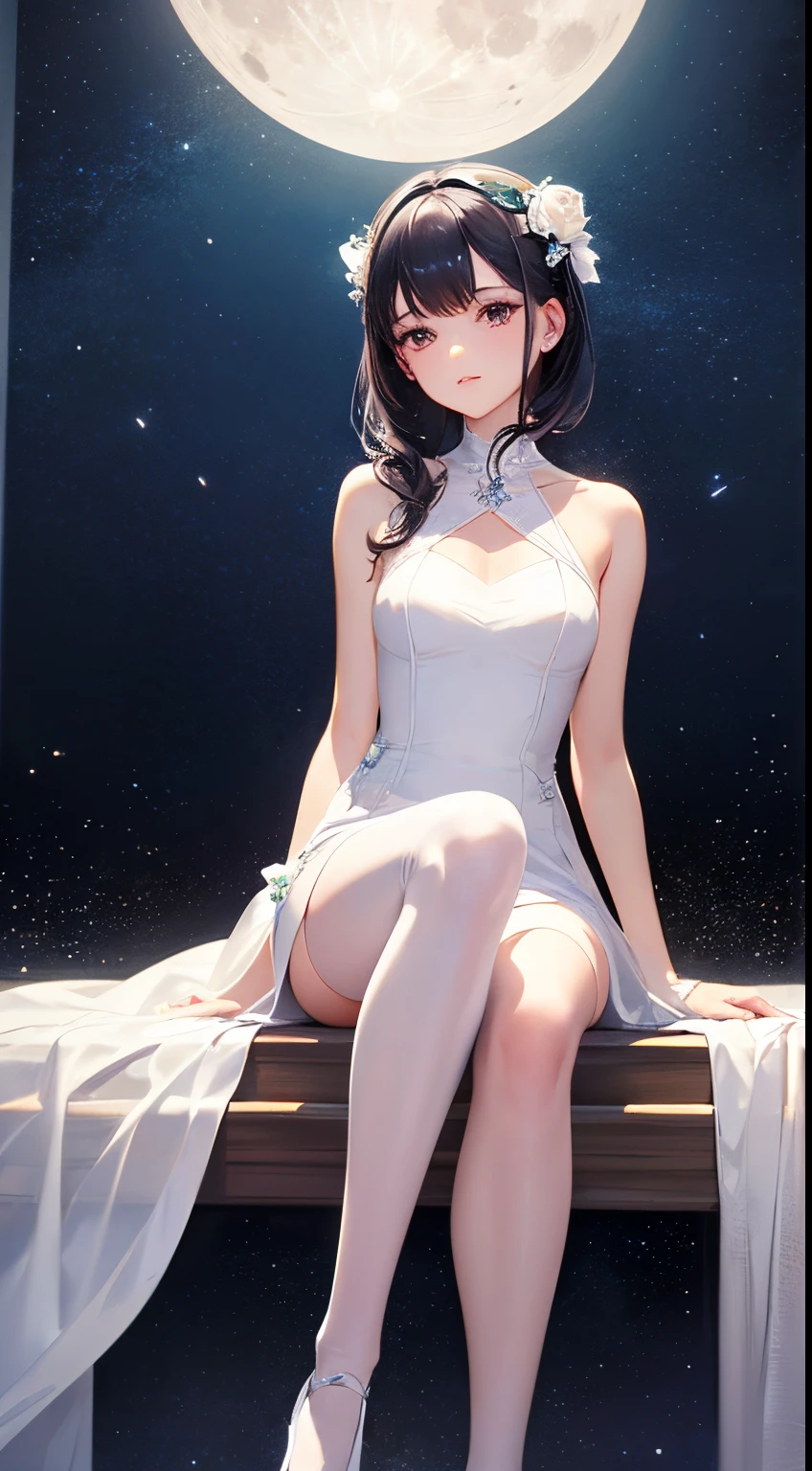(On the table: 1.3), (Maximum resolution: 1.2), (Ultra HD TV: 1.2), Cinema Lighting, Ultra HD TV, (Delicate eyes and skin), (Detailed facial features), North African Free Trade Area, 8k resolution,  (((Full body shot 1.9))),Perfect Style, Cute Face, Perfect body, Accurate, Anatomically correct, Highly detailed face and skin texture, Delicate eyes, Dark blue eyes, double eyelid, Thin eyebrows, Glitter Eyeliner: 1.2, Natural Cheeks, Glowing Skin, White skin: 1.2, Sparkling necklace and earrings, (Glossy Lips: 1.4), rest, One person&#39;perspective, (((Very cute school girl))), (Sexy pink lace), (smile: 1.2), ((Pure and cute:1.3)), (Long Wavy Hair), (Light brown hair:1.2), , rest, ((Very close relationship: 1.2)), moderately, ((Looking at the audience:1.2)), (Library 1.2), ((Please bend your knees:1.2)), (From the side:1.2),Low angle shot,Off-the-shoulder mini dress,mini skirt,Embarrassed look,((((Big Breasts)))),((((uniform))))