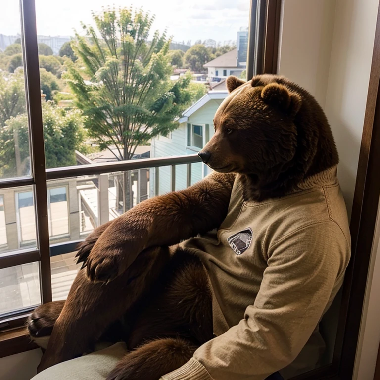 Text tack for senast. Bear sitting in window dreaming away. Thinking of a dear friend