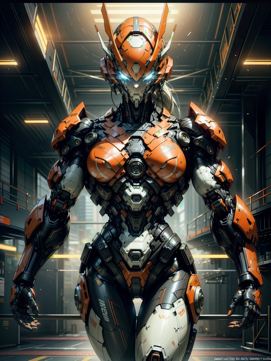 Cinematic, hyper-detailed, and insanely detailed, this artwork captures the essence of a bald hairless muscular female android girl. Beautiful color grading, enhancing the overall cinematic feel. Unreal Engine brings her anatomic cybernetic muscle suit to life, appearing even more mesmerizing. With the use of depth of field (DOF), every detail is focused and accentuated, drawing attention to her eyes and the intricate design of the anatomic cybernetic muscle suit . The image resolution is at its peak, utilizing super-resolution technology to ensure every pixel is perfect. Cinematic lighting enhances her aura, while anti-aliasing techniques like FXAA and TXAA keep the edges smooth and clean. Adding realism to the anatomic cybernetic muscle suit, RTX technology enables ray tracing. Additionally, SSAO (Screen Space Ambient Occlusion) gives depth and realism to the scene, the girl's anatomic cybernetic muscle suit become even more convincing. In the post-processing and post-production stages, tone mapping enhances the colors, creating a captivating visual experience. The integration of CGI (Computer-Generated Imagery) and VFX (Visual Effect brings out the anatomic cybernetic muscle suit's intricate features in a seamless manner. SFX (Sound Effects) complement the visual artistry, immersing the viewer further into this fantastic world. The level of detail is awe-inspiring, with intricate elements meticulously crafted, the artwork hyper maximalist and hyper-realistic. Volumetric effects add depth and dimension, and the photorealism is unparalleled. The image is rendered in 8K resolution, ensuring super-detailed visuals. The volumetric lightning adds a touch of magic, highlighting her beauty and the aura of her anatomic cybernetic muscle suit in an otherworldly way. High Dynamic Range (HDR) technology makes the colors pop, adding richness to the overall composition. Ultimately, this artwork presents an unreal portrayal of a super muscled cybernetic female android