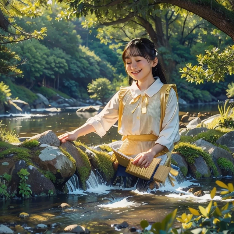 Sunlight is like gold,Spread all over the mountainields and rivers。