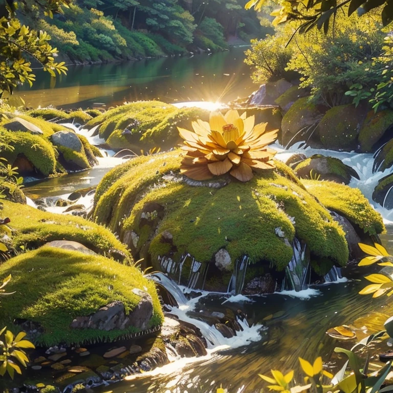 Sunlight is like gold，Spread all over the mountainields and rivers。