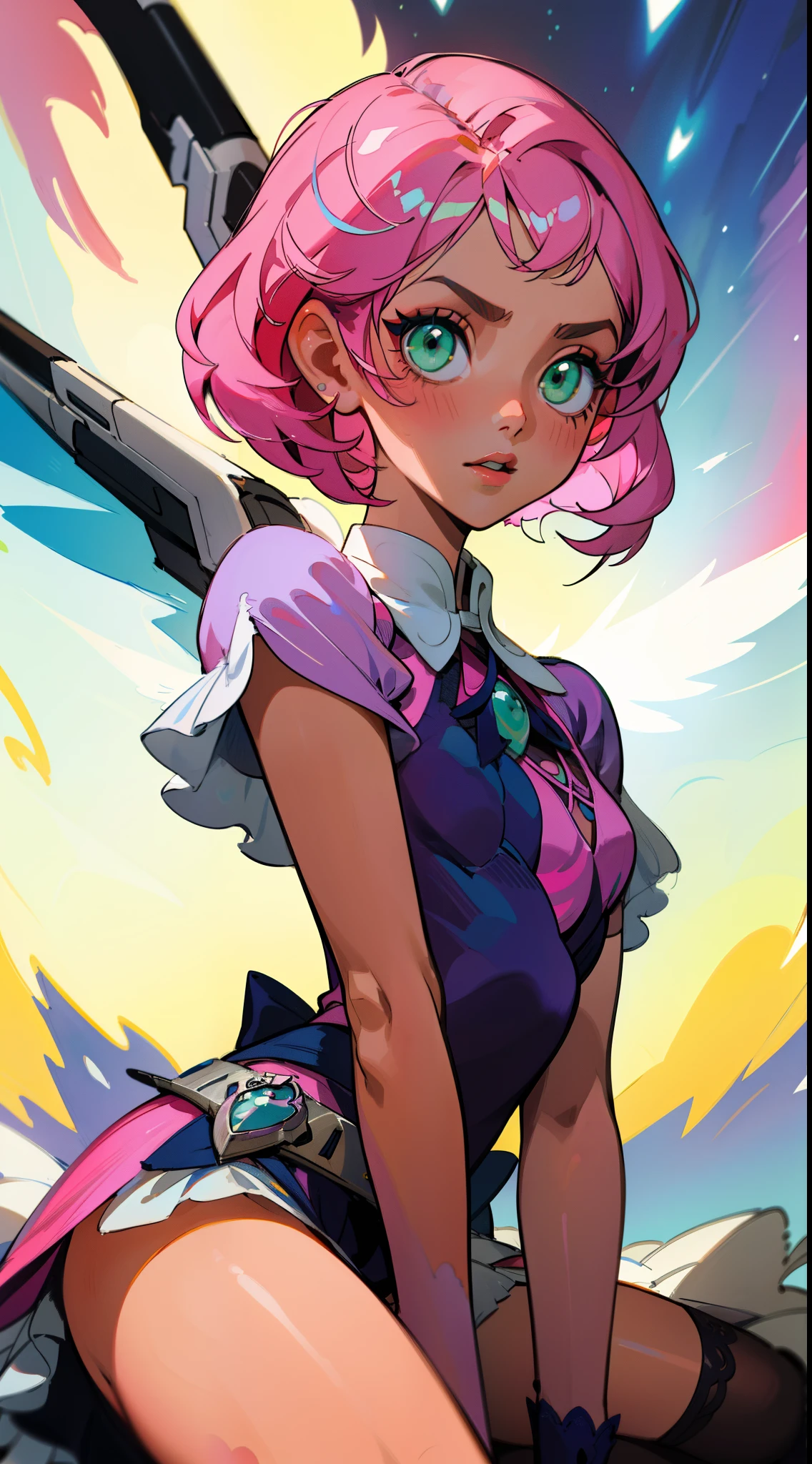 Alisa bosconovitch, melhor qualidade, contemporary, estilo plano, minimalismo, Green Eyes Flat Illustration, cabelo rosa, cabelo curto, cabelos multicoloridos, Camisa Preta, mechanical wings, Head Portrait Close-U, peito pontudo, decote, super decote, middlebreasts, Tekken,cabelo rosa pastel, 1girl, em quimono, hand-painted,Desenho de linha sem cor, colorida do yandere pastel, Tekken, Super cute pink hair girl with gothic makeup on the side, com roupa de empregada,figura esbelta,robusto,He sat on the floor,Vestido com roupas de empregada rosa e branco,cabelos muito curtos,com orelhas de gato,quadratic element,, kawaii cor-de-rosa na roupa da era de 1910, Alisa Bosconovich pink lips, no estilo da paleta de cores suave aurorapunk, an anime illustration of his face, gifs animados, hand drawn animation, charming sketches, suave e brilhante, romantismo nebuloso, Estilo Superflat, fundo branco - ar 1:1 - niji 5 - estilo expressivo --s 50 ,Pink kawaii girl in the era of 1920s clothesPink eagles, vestindo uma camisa branca brilhante, no estilo da paleta de cores suave aurorapunk, an anime illustration of his face, gifs animados, hand drawn animation, charming sketches, suave e brilhante, romantismo nebuloso, Estilo Superflat, fundo branco - ar 1:1 - niji 5 - estilo expressivo --s 50, Absurdo, alto, ultra detalhados, (1girl:1.3), quebrar , Crie uma imagem com uma bela caligrafia