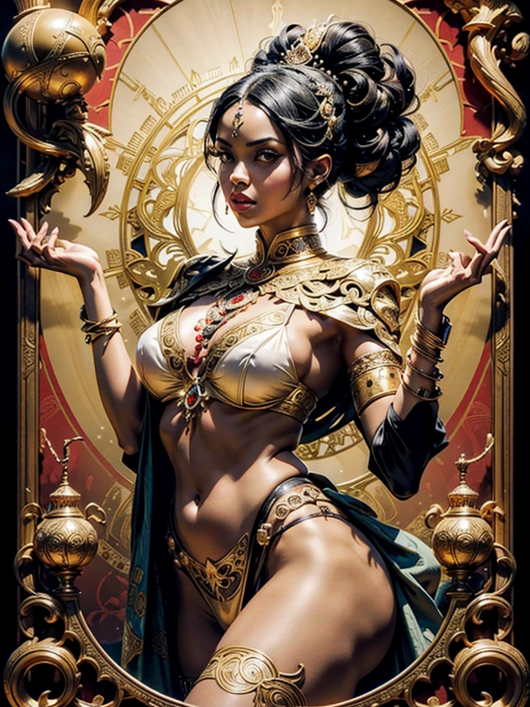 centered, Gothic art nouveau ornamental frame, intricately detailed t-shirt design ready for print , 2d, African black skin queen of Sheba, regal face expression, frontal perspective, hair bun, Ethiopian sunset at the background,ancient African ornaments, fire magic, white background, vector t-shirt art ready for print, intricate rich extremely complex ornaments illustration, red Roses and limegreen leaves, clean bold lines style, a t-shirt design inspired by tribal art and folklore, featuring intricately detailed spirit monsters, The design incorporates geometric patterns and bold linework to create a striking and powerful composition, extremely detailed and complex illustration, high detail, , 8K-AR, Pro Vector, high quality, vibrant colors, digital art, 8k, clean lines style, intricate high details