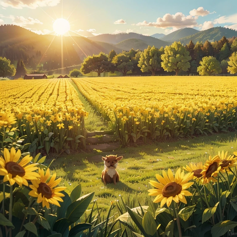 The sun fills the fields like gold