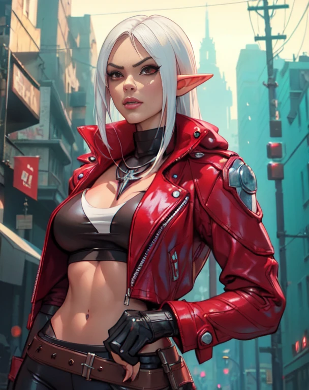 arafed woman in a red jacket and black pants posing for a picture, v from devil may cry as an elf, dante from devil may cry, , tifa lockhart with white hair, jessica nigri, dante from devil may cry 2 0 0 1, full-, glamourous , alena aenami and artgerm, female rouge assassin