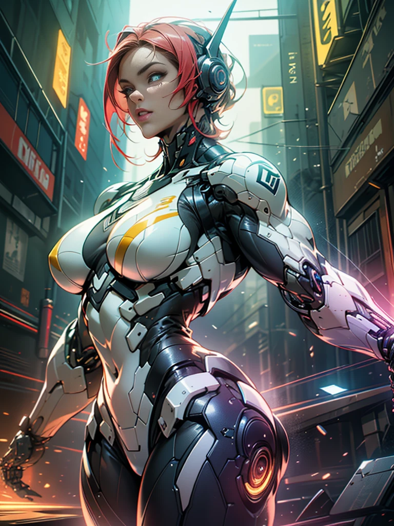 Cinematic, hyper-detailed, and insanely detailed, this artwork captures the essence of a bald hairless muscular female android girl. Beautiful color grading, enhancing the overall cinematic feel. Unreal Engine brings her anatomic cybernetic muscle suit to life, appearing even more mesmerizing. With the use of depth of field (DOF), every detail is focused and accentuated, drawing attention to her eyes and the intricate design of the anatomic cybernetic muscle suit . The image resolution is at its peak, utilizing super-resolution technology to ensure every pixel is perfect. Cinematic lighting enhances her aura, while anti-aliasing techniques like FXAA and TXAA keep the edges smooth and clean. Adding realism to the anatomic cybernetic muscle suit, RTX technology enables ray tracing. Additionally, SSAO (Screen Space Ambient Occlusion) gives depth and realism to the scene, the girl's anatomic cybernetic muscle suit become even more convincing. In the post-processing and post-production stages, tone mapping enhances the colors, creating a captivating visual experience. The integration of CGI (Computer-Generated Imagery) and VFX (Visual Effect brings out the anatomic cybernetic muscle suit's intricate features in a seamless manner. SFX (Sound Effects) complement the visual artistry, immersing the viewer further into this fantastic world. The level of detail is awe-inspiring, with intricate elements meticulously crafted, the artwork hyper maximalist and hyper-realistic. Volumetric effects add depth and dimension, and the photorealism is unparalleled. The image is rendered in 8K resolution, ensuring super-detailed visuals. The volumetric lightning adds a touch of magic, highlighting her beauty and the aura of her anatomic cybernetic muscle suit in an otherworldly way. High Dynamic Range (HDR) technology makes the colors pop, adding richness to the overall composition. Ultimately, this artwork presents an unreal portrayal of a super muscled cybernetic female android