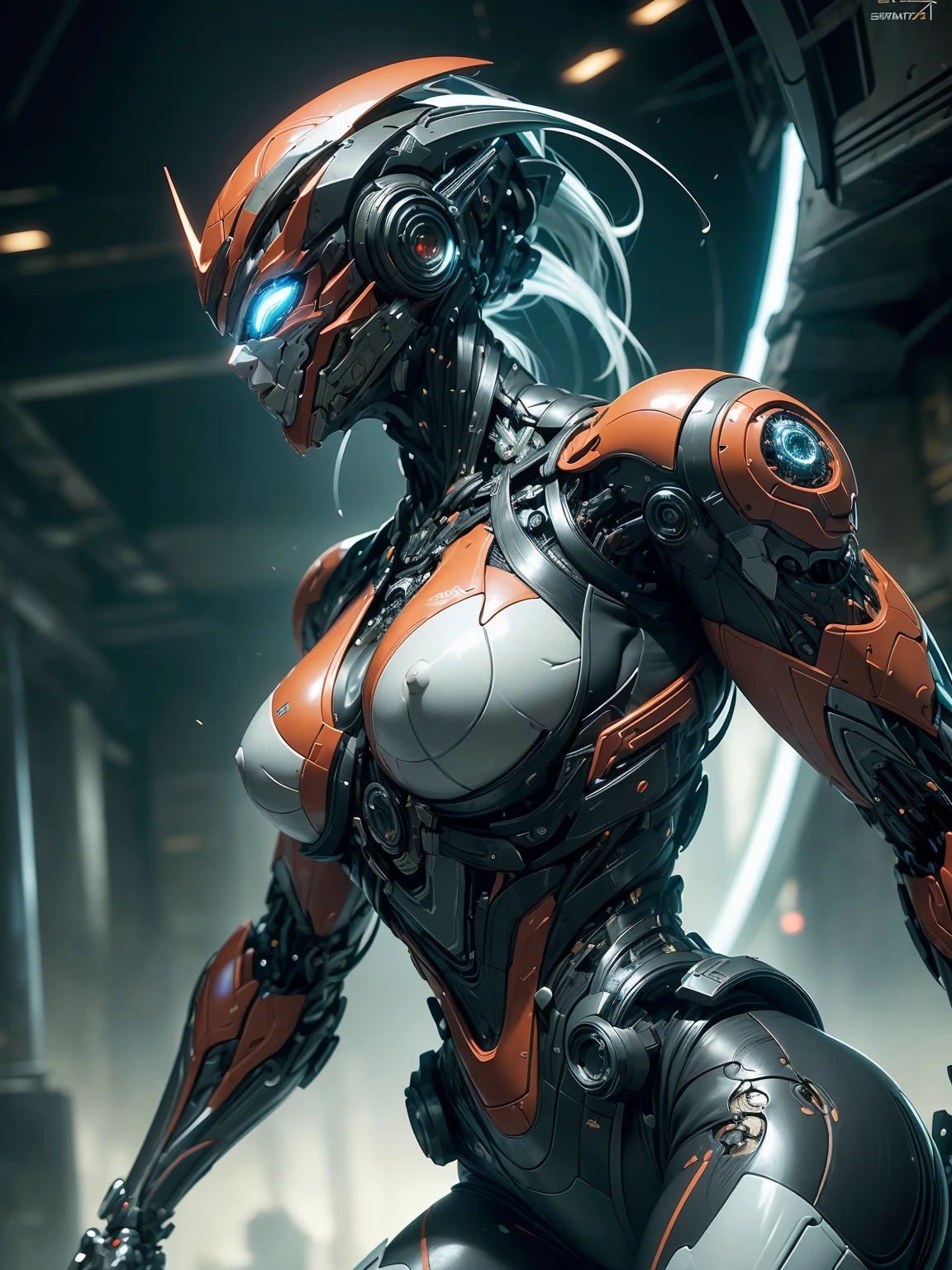 (1girl:1.5), Cinematic, hyper-detailed, and insanely detailed, this artwork captures the essence of a hairless muscular female android girl. Beautiful color grading, enhancing the overall cinematic feel. Unreal Engine brings her anatomic cybernetic muscle suit to life, appearing even more mesmerizing. With the use of depth of field (DOF), every detail is focused and accentuated, drawing attention to her eyes and the intricate design of the anatomic cybernetic muscle suit . The image resolution is at its peak, utilizing super-resolution technology to ensure every pixel is perfect. Cinematic lighting enhances her aura, while anti-aliasing techniques like FXAA and TXAA keep the edges smooth and clean. Adding realism to the anatomic cybernetic muscle suit, RTX technology enables ray tracing. Additionally, SSAO (Screen Space Ambient Occlusion) gives depth and realism to the scene, the girl's anatomic cybernetic muscle suit become even more convincing. In the post-processing and post-production stages, tone mapping enhances the colors, creating a captivating visual experience. The integration of CGI (Computer-Generated Imagery) and VFX (Visual Effect brings out the anatomic cybernetic muscle suit's intricate features in a seamless manner. SFX (Sound Effects) complement the visual artistry, immersing the viewer further into this fantastic world. The level of detail is awe-inspiring, with intricate elements meticulously crafted, the artwork hyper maximalist and hyper-realistic. Volumetric effects add depth and dimension, and the photorealism is unparalleled. The image is rendered in 8K resolution, ensuring super-detailed visuals. The volumetric lightning adds a touch of magic, highlighting her beauty and the aura of her anatomic cybernetic muscle suit in an otherworldly way. High Dynamic Range (HDR) technology makes the colors pop, adding richness to the overall composition. Ultimately, this artwork presents an unreal portrayal of a super muscled cybernetic female android
