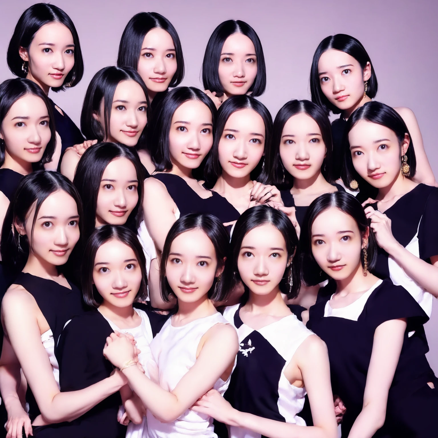 Raw photo、(((multiple girls))),((((6+girls)))),((((100girls)))),(((1000girls)))、((((100 Girls))))、Women only、The same face、matching school uniform、************、A dark-haired、100 cute girls going to school、a smile、Commuting to school、School route、In the street、selfee、same person、(((Large group)))、a junior high school student