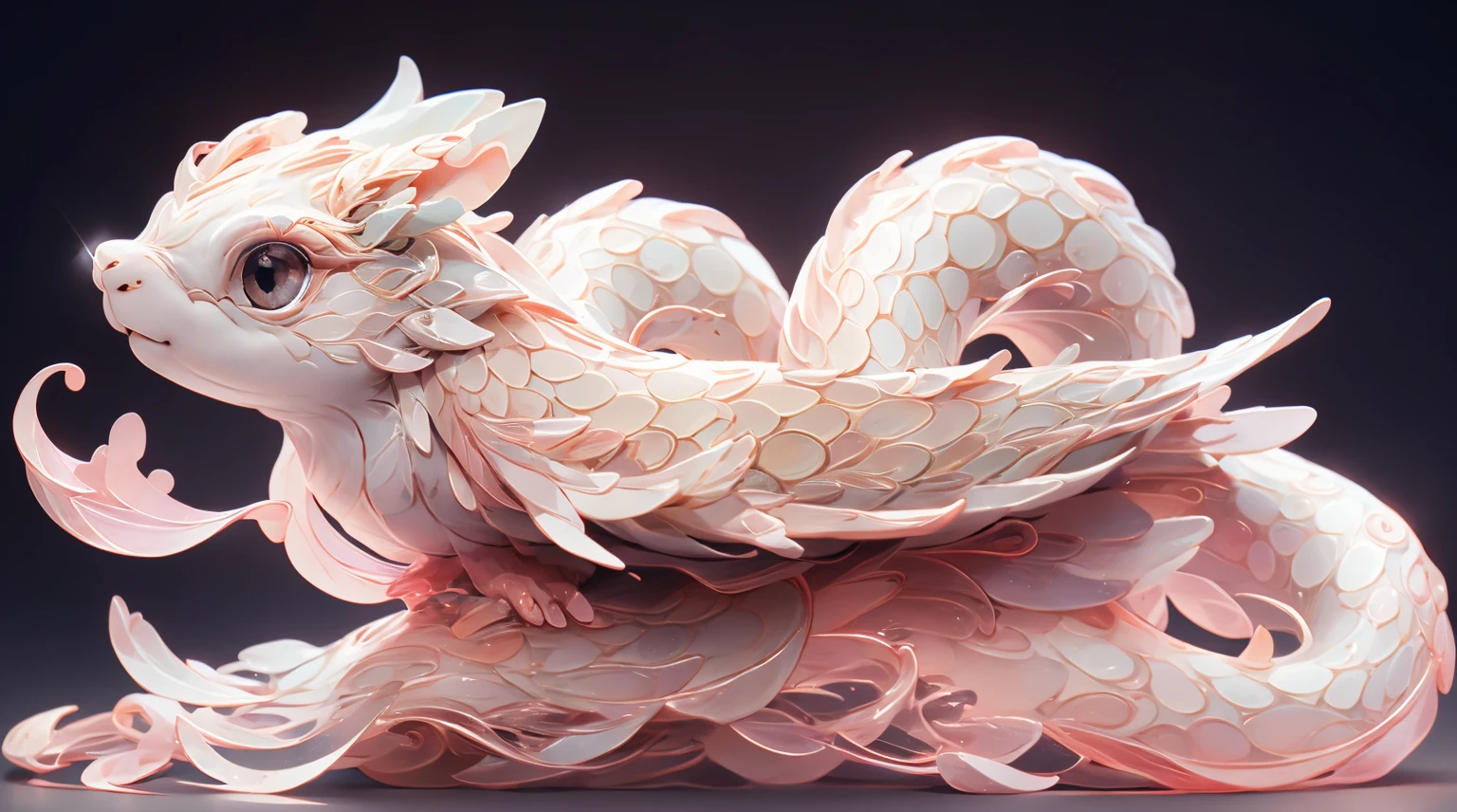 The shape of a snake，The background was clean，dream color，Transparent statue，flower eyes，The white，red eyes，The eyes are clear，tmasterpiece，（Best quality：1.3），A rabbit，Full body lesbian，8K Ultra Clear