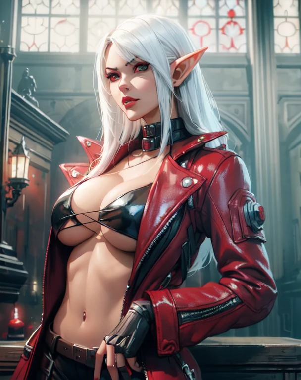 arafed woman in a red jacket and black pants posing for a picture, v from devil may cry as an elf, dante from devil may cry, , tifa lockhart with white hair, jessica nigri, dante from devil may cry 2 0 0 1, full-, glamourous , alena aenami and artgerm, female rouge assassin