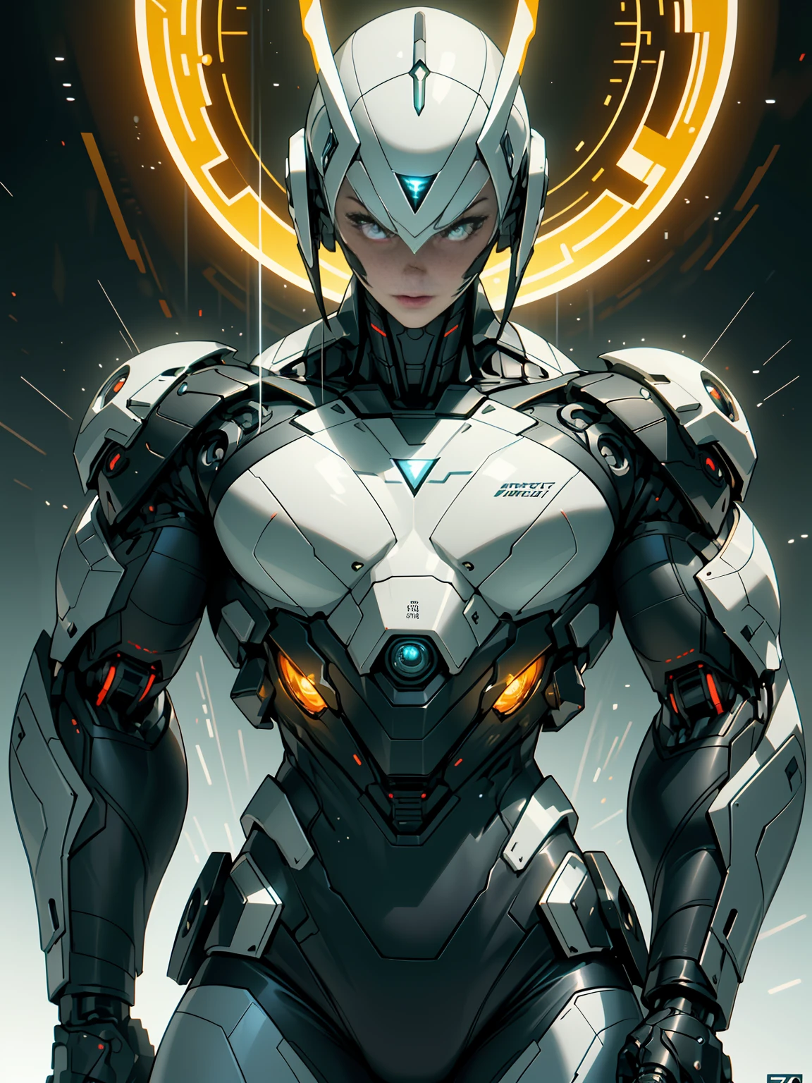 (1girl:1.5), Cinematic, hyper-detailed, and insanely detailed, this artwork captures the essence of a hairless muscular female android girl. Beautiful color grading, enhancing the overall cinematic feel. Unreal Engine brings her anatomic cybernetic muscle suit to life, appearing even more mesmerizing. With the use of depth of field (DOF), every detail is focused and accentuated, drawing attention to her eyes and the intricate design of the anatomic cybernetic muscle suit . The image resolution is at its peak, utilizing super-resolution technology to ensure every pixel is perfect. Cinematic lighting enhances her aura, while anti-aliasing techniques like FXAA and TXAA keep the edges smooth and clean. Adding realism to the anatomic cybernetic muscle suit, RTX technology enables ray tracing. Additionally, SSAO (Screen Space Ambient Occlusion) gives depth and realism to the scene, the girl's anatomic cybernetic muscle suit become even more convincing. In the post-processing and post-production stages, tone mapping enhances the colors, creating a captivating visual experience. The integration of CGI (Computer-Generated Imagery) and VFX (Visual Effect brings out the anatomic cybernetic muscle suit's intricate features in a seamless manner. SFX (Sound Effects) complement the visual artistry, immersing the viewer further into this fantastic world. The level of detail is awe-inspiring, with intricate elements meticulously crafted, the artwork hyper maximalist and hyper-realistic. Volumetric effects add depth and dimension, and the photorealism is unparalleled. The image is rendered in 8K resolution, ensuring super-detailed visuals. The volumetric lightning adds a touch of magic, highlighting her beauty and the aura of her anatomic cybernetic muscle suit in an otherworldly way. High Dynamic Range (HDR) technology makes the colors pop, adding richness to the overall composition. Ultimately, this artwork presents an unreal portrayal of a super muscled cybernetic female android