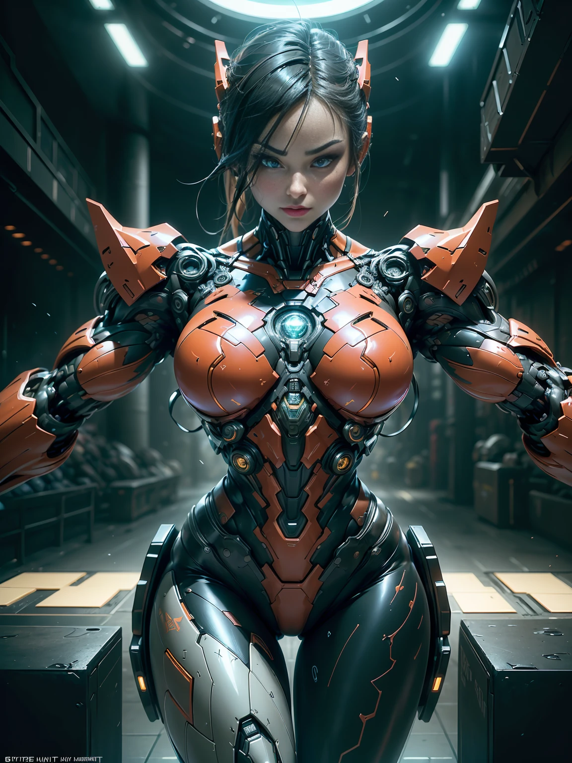 (1girl:1.5), Cinematic, hyper-detailed, and insanely detailed, this artwork captures the essence of a hairless muscular female android girl. Beautiful color grading, enhancing the overall cinematic feel. Unreal Engine brings her anatomic cybernetic muscle suit to life, appearing even more mesmerizing. With the use of depth of field (DOF), every detail is focused and accentuated, drawing attention to her eyes and the intricate design of the anatomic cybernetic muscle suit . The image resolution is at its peak, utilizing super-resolution technology to ensure every pixel is perfect. Cinematic lighting enhances her aura, while anti-aliasing techniques like FXAA and TXAA keep the edges smooth and clean. Adding realism to the anatomic cybernetic muscle suit, RTX technology enables ray tracing. Additionally, SSAO (Screen Space Ambient Occlusion) gives depth and realism to the scene, the girl's anatomic cybernetic muscle suit become even more convincing. In the post-processing and post-production stages, tone mapping enhances the colors, creating a captivating visual experience. The integration of CGI (Computer-Generated Imagery) and VFX (Visual Effect brings out the anatomic cybernetic muscle suit's intricate features in a seamless manner. SFX (Sound Effects) complement the visual artistry, immersing the viewer further into this fantastic world. The level of detail is awe-inspiring, with intricate elements meticulously crafted, the artwork hyper maximalist and hyper-realistic. Volumetric effects add depth and dimension, and the photorealism is unparalleled. The image is rendered in 8K resolution, ensuring super-detailed visuals. The volumetric lightning adds a touch of magic, highlighting her beauty and the aura of her anatomic cybernetic muscle suit in an otherworldly way. High Dynamic Range (HDR) technology makes the colors pop, adding richness to the overall composition. Ultimately, this artwork presents an unreal portrayal of a super muscled cybernetic female android