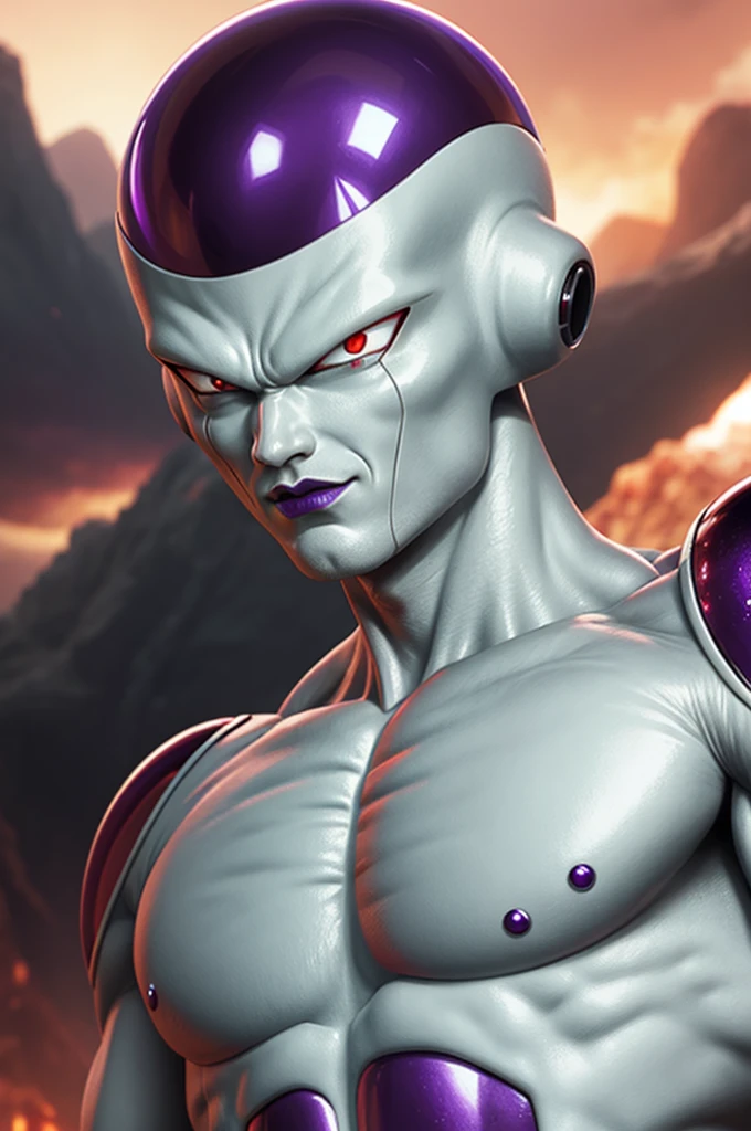 masterpiece, best quality, 1boy, frieza, closeup, looking at viewer, male focus, red eyes, solo, serious, (sketch:0.4),  background