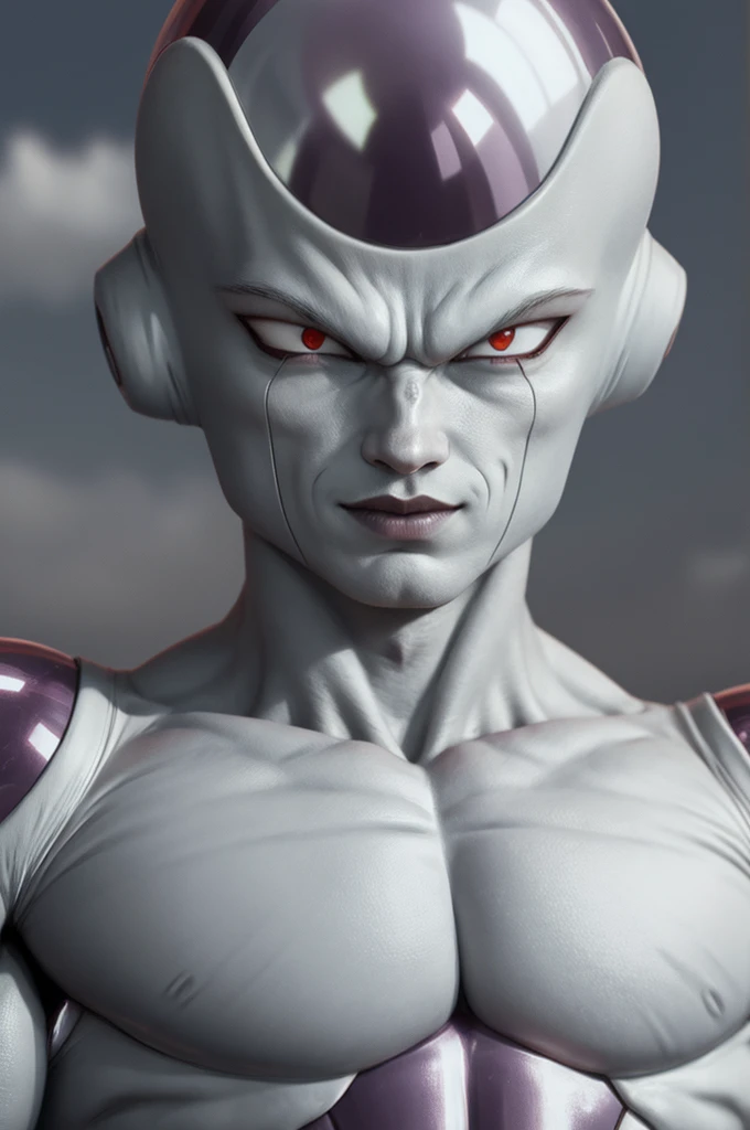 masterpiece, best quality, 1boy, frieza, closeup, looking at viewer, male focus, red eyes, solo, serious, (sketch:0.4),  background