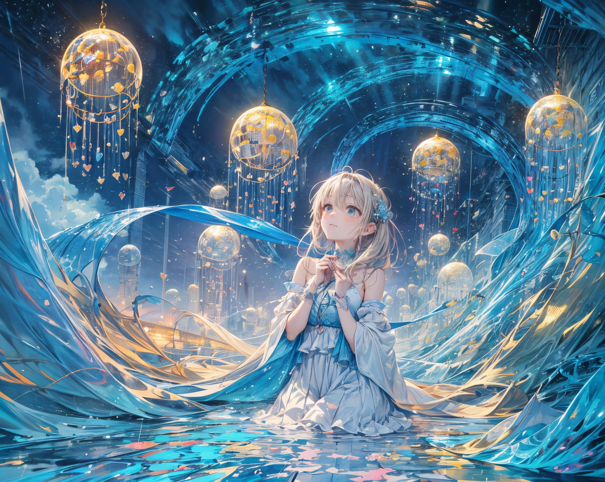 top-quality,masutepiece,1womanl,独奏,(abstract art:1.4),(Superb view:1.6),(A sparkling blue world:1.4),(psychedelic:1.4)There is a beautiful woman at the center of the world,A ray of light,prisma,Please wear'Please wear'Please wear'Please wear'Please wear'Please wear'please don't cry now, Please let me know as usual,dong'dong'dong'dong'dong'dong'don't leave this feeling behind,Break down,the rain has completely stopped,the road is dry,Only the light sways quietly, A heart that has been repeated over and over again is as fragile as glass.,Our never-sleeping love has nowhere to go,tome'Something like fluff floating in space,When a hot impulse blows into my chest, The flow of time and the stopping of water,Hey,With a trembling feeling,i'i'i'i'i'i'i'm still in a dream,i'i'i'i'i'i'I'll never forget,Classic blue tears overflow'It's hot now's hot If a miracle blows in this heart, I wish I could be honest like this, But the trembling feelings of the person I love are still alive.If a strong wind blows somewhere in this city,,sad day々Colored by the beautiful sky