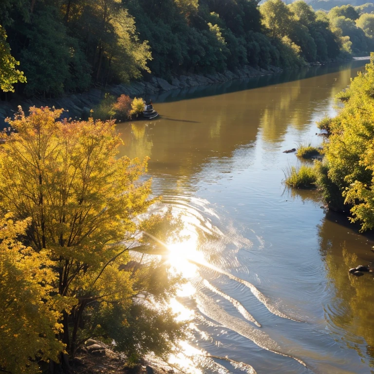 A long golden river shining with sunshine