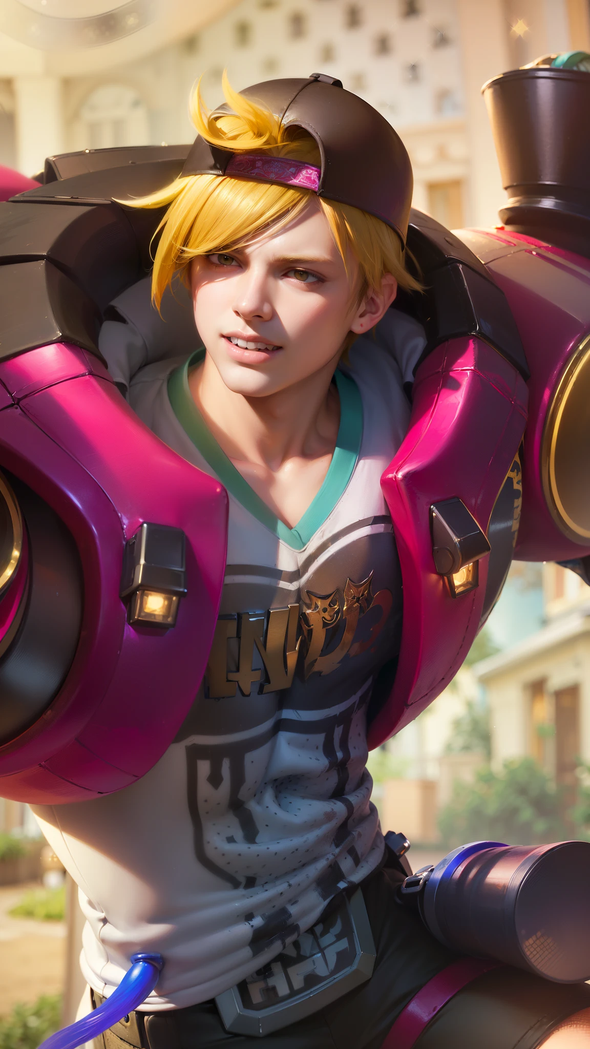 masculine male, masterpiece, ((perfect eyeest quality, (semirealism:1.9), beautiful lighting, (extremely detailed CG unity 4k fhd wallpaper), High Detail, Sharp focus, dramatic outdoors, 1 boy ,19 years old, yellow hair, light yellow eyes, evil smile, scary smile