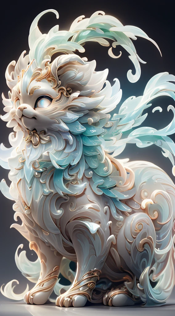 whale shape,Bling background,dream color,Transparent statue,flower eyelue colors,with her mouth open,Smilingly,tmasterpiece,Jade material,(Best quality at best:1.3),