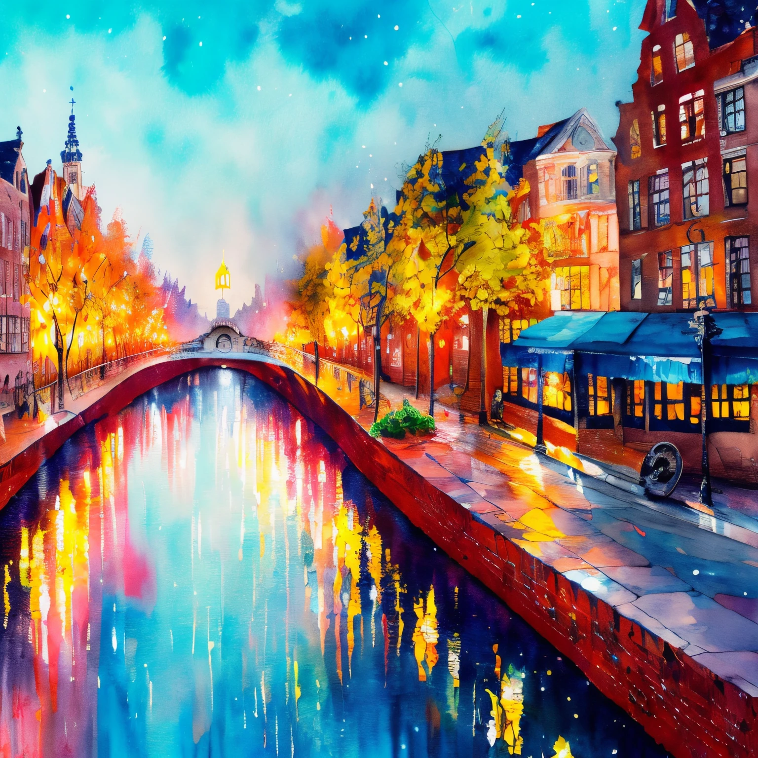 Painting of los amsterdam skyline, intricate details, detailed, make a focus point, wtrcolor style, paint dripping, intricate details, spectacular, colourful, official art, masterpiece, Beautiful, ((watercolor)), paint splatter, intricate details. Highly detailed, detailed, [dripping:0.5], Trending on artstation, by Rachel Walker, looking like a real painting, vibrant colours, paint dripping, brush strokes, extra paint splatters, a lot of paint dripping, paint in the background,