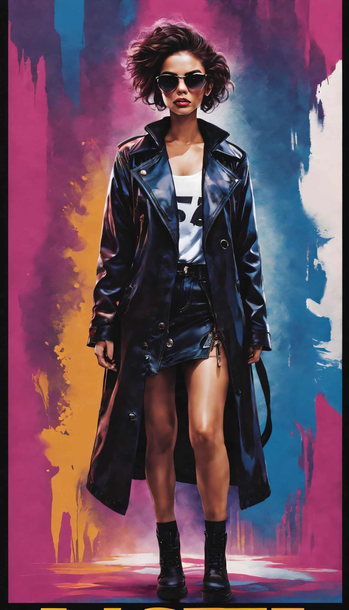 ((((dramatic))), (((gritty))), (((intense))) film poster featuring a young woman as the central character. She stands confidently in the center of the poster, wearing a stylish and edgy outfit, with a determined expression on her face. The background is dark and gritty, with a sense of danger and intensity. The text is bold and attention-grabbing, with a catchy tagline that adds to the overall feeling of drama and excitement. The color palette is mainly dark with splashes of vibrant colors, giving the poster a dynamic and visually striking appearance,tachi-e
(magazine:1.3), (cover-style:1.3), fashionable, woman, vibrant, outfit, posing, front, colorful, dynamic, background, elements, confident, expression, holding, statement, accessory, majestic, coiled, around, touch, scene, text, cover, bold, attention-grabbing, title, stylish, font, catchy, headline, larger, striking, modern, trendy, focus, fashion,