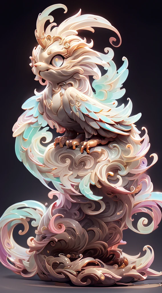 The shape of a Monkey,Bling background,Dreamy colors,Transparent statue,floralig eyes,In yellow,Open-mouthed,laughingly,tmasterpiece,(best qualtiy:1.3), full bodyesbian,Ling_Long