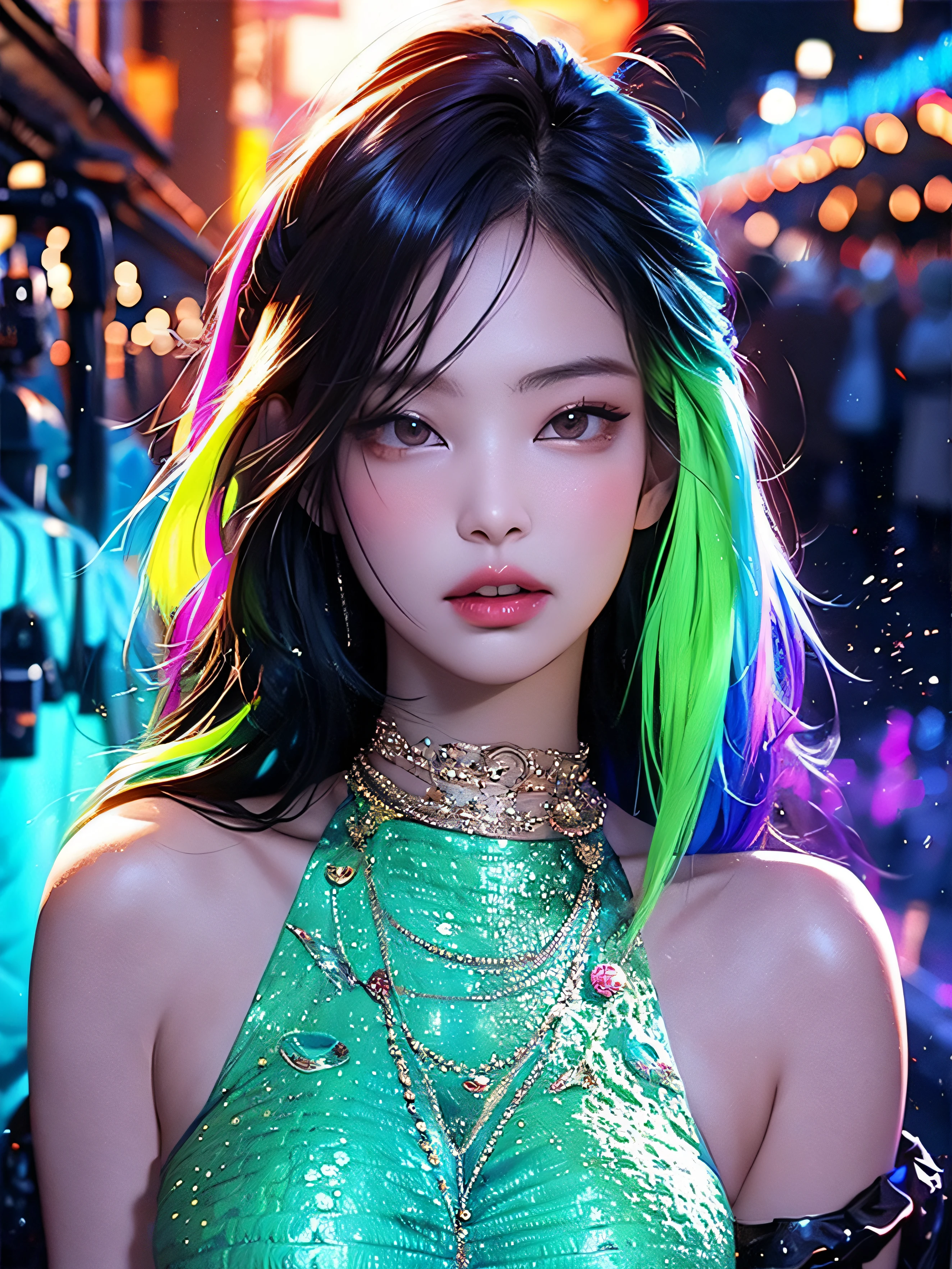 glow in the dark ，Bioluminescent color glow , paint splatter，Glamorous psychedelic surreal neon amazing universe beautiful gorgeous woman in bright colorful neon lightark Reiden、daniel merriam、Bright neon colors in the style of Frank Frazeta and Boris Vallejo, 、fashionable attire，sandals，ultra-realistic realism, psychedelia,  opulent, Beautiful, finedetail, intricately details, ultra - detailed, Oil painting, Complex colors, Jennie Kim,