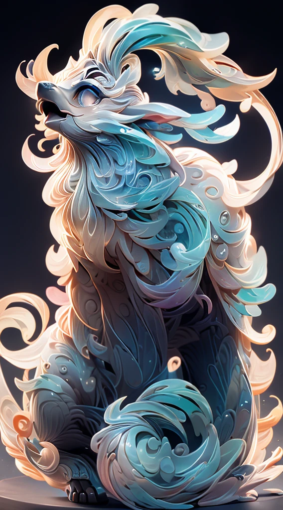 The shape of a Zebra,Bling background,Dreamy colors,Transparent statue,floralig eyes,In blue,Open-mouthed,laughingly,tmasterpiece,(best qualtiy:1.3), full bodyesbian,Ling_Long