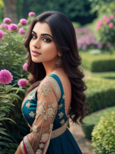 beautiful girl wearing a black dress, blonde hair, sexy (beautiful girl,blonde hair:1.1,sexy), detailed facial features (detailed eyes, detailed lips:1.1), vibrant colors (vivid colors), high-resolution image (best quality, highres), in a garden (in a garden), soft lighting (soft lighting), with a dreamy atmosphere (dreamy atmosphere), captured in a realistic painting style (realistic painting style), surrounded by blooming flowers and lush greenery (blooming flowers, lush greenery), with a gentle breeze (gentle breeze) blowing her hair, creating a sense of movement (sense of movement), and emphasizing her captivating presence (captivating presence).
