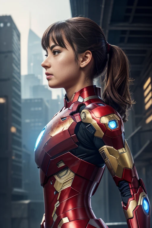 (1girl:1.3), solo,__body-parts__, official art, unity 8k wallpaper, ultra detailed, beautiful and aesthetic, beautiful, masterpiece, best quality, RAW, masterpiece, super fine photo,, best quality, super high Resolution, photorealistic, sunlight, full body portrait, stunningly beautiful,, dynamic pose, delicate face, vibrant eyes, (side view), she is wearing a futuristic Iron Man mech, red and gold, Highly detailed abandoned warehouse background, detailed face, detailed complex busy background, messy, gorgeous, milky, high detailed skin, realistic skin details, visible pores, sharp focus, volumetric fog, 8k uhd, dslr camera, High quality, film grain, fair skin, photorealism, lomography, sprawling metropolis in a futuristic dystopia, view from below, translucent