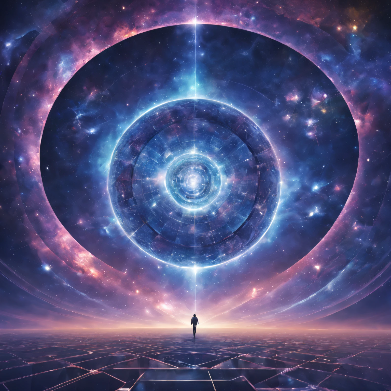 A parallel universe with a hypercube with mass proportional to the universe, 4K, A high resolution, tmasterpiece:1.2), ultra - detailed, (actual,realisticlying,Photorealistic:1.37), A futuristic, glowing, Iridescent, multidimensional, Surreal, vivd colour, complex fractal patterns, complex geometry, ethereallight, Interstellar Travel, The possibilities are endless, puzzling perspective, cosmic energy, otherworldly landscapes, The space-time continuum, Mysterious portal, Exists across dimensions, swirles, Cosmic harmony, otherworldly beauty, technologically advanced civilization, Alien buildings, cosmic entity, Celestial constellations.