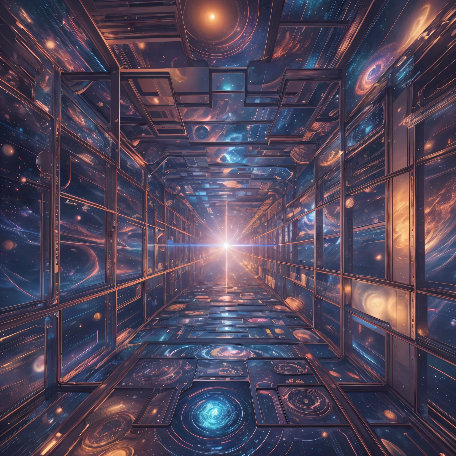 A parallel universe with a hypercube with mass proportional to the universe, 4K, A high resolution, tmasterpiece:1.2), ultra - detailed, (actual,realisticlying,Photorealistic:1.37), A futuristic, glowing, Iridescent, multidimensional, Surreal, vivd colour, complex fractal patterns, complex geometry, ethereallight, Interstellar Travel, The possibilities are endless, puzzling perspective, cosmic energy, otherworldly landscapes, The space-time continuum, Mysterious portal, Exists across dimensions, swirles, Cosmic harmony, otherworldly beauty, technologically advanced civilization, Alien buildings, cosmic entity, Celestial constellations.