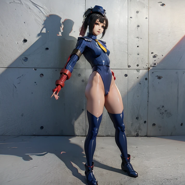 ultra-detailed, Explicit, Beautiful body, Beautiful Nose, Beautiful character design, perfect eyes, perfect face, ultra highres, 4K, beautiful legs, perfect legs, Nice hands, Perfect hand, Masterpiece, Best Quality, Highly detailed, illustration, absurdres, street fighter, doll suit, shadaloo doll, dollsuit, girls, multiple girls, expressionless, blank eyes, looking at viewer, red gloves, emotionless, black latex, corrution, mind control, female combatant, full body, hypnotized, unhappy trance, full body suit, ribbed bodysuit, both arms at side, stand up straight, obey, perfect female body, extremely glossy latex, hypnosis, hypnoLora, empty eyes, Mind control device, poses, submissive_pose, Slave, hat, necktie, stand up straight, standing, standing at attention, Slave, hat, necktie, belt, extending the right arm from the shoulder into the air with a straightened hand, nazi saluting, military, military saluting, salute, latex, Skirt, tight miniskirt, tight high, black hair, ponytail, grey eyes, himiko, Warriors Orochi