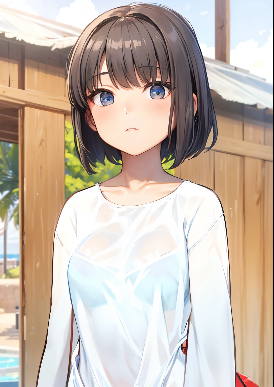 Best quality, masterpiece, highres, solo, Good anatom, Ferferct body, ferfect anatomy, sexy dress, bikini, summer, ferfect face, beautiful girl with bikini dress,Big breast,