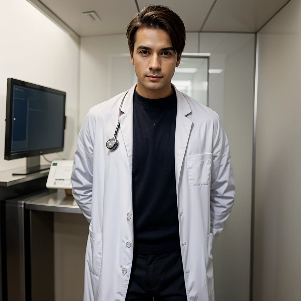 Male doctor facing directly straight to me with no background images added