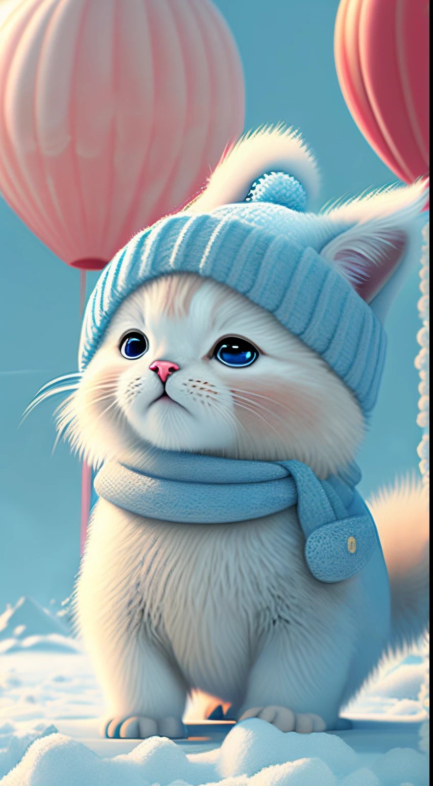 In this ultra-detailed CG art,happy Cute kittens surrounded by ethereal balloons,laughingly,blingbling,red colour,Best quality at best,A high resolution,Complicated detailanciful,cute animal,Funny,Open-mouthed!!!,laughingly!!