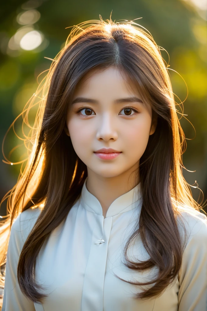 golden ao dai, ao dai, vietnamese girl, vietnam, vietnamese, satin, pretty girl, emotion , long hair, Realistic lighting, delicate face, big double eyelids, Sexy expression, Body perfect anatomy,Top Quality, 8K Resolution , full body , realistic , real human , High quality, shiny ao dai , realistic , Cinematic, Aesthetic , satin aodai, young girl, detailed and beautiful face and eyes,extremely cute and beautiful girl