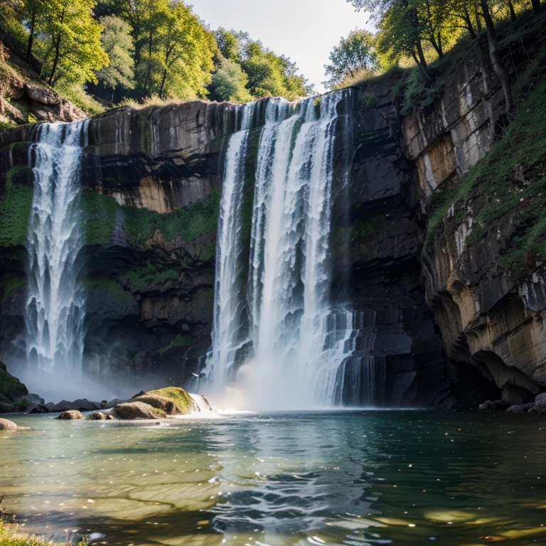 See Berg Wasserfall Pferd Idylle