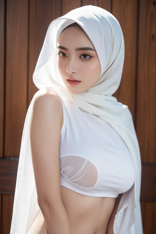 girl, wearing a hijab, sexy, beautiful, wearing a pikhacu shirt, big breasts, Surrealism, high detail, UHD, masterpiece, anatomically correct, textured skin, super detail, high details, high quality, best quality, HD, 16k