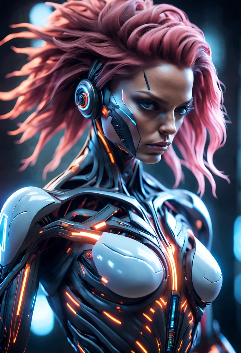 (1girl:1.5), Cinematic, hyper-detailed, and insanely detailed, this artwork captures the essence of a hairless muscular female android girl. Beautiful color grading, enhancing the overall cinematic feel. Unreal Engine brings her anatomic cybernetic muscle suit to life, appearing even more mesmerizing. With the use of depth of field (DOF), every detail is focused and accentuated, drawing attention to her eyes and the intricate design of the anatomic cybernetic muscle suit . The image resolution is at its peak, utilizing super-resolution technology to ensure every pixel is perfect. Cinematic lighting enhances her aura, while anti-aliasing techniques like FXAA and TXAA keep the edges smooth and clean. Adding realism to the anatomic cybernetic muscle suit, RTX technology enables ray tracing. Additionally, SSAO (Screen Space Ambient Occlusion) gives depth and realism to the scene, the girl's anatomic cybernetic muscle suit become even more convincing. In the post-processing and post-production stages, tone mapping enhances the colors, creating a captivating visual experience. The integration of CGI (Computer-Generated Imagery) and VFX (Visual Effect brings out the anatomic cybernetic muscle suit's intricate features in a seamless manner. SFX (Sound Effects) complement the visual artistry, immersing the viewer further into this fantastic world. The level of detail is awe-inspiring, with intricate elements meticulously crafted, the artwork hyper maximalist and hyper-realistic. Volumetric effects add depth and dimension, and the photorealism is unparalleled. The image is rendered in 8K resolution, ensuring super-detailed visuals. The volumetric lightning adds a touch of magic, highlighting her beauty and the aura of her anatomic cybernetic muscle suit in an otherworldly way. High Dynamic Range (HDR) technology makes the colors pop, adding richness to the overall composition. Ultimately, this artwork presents an unreal portrayal of a super muscled cybernetic female android