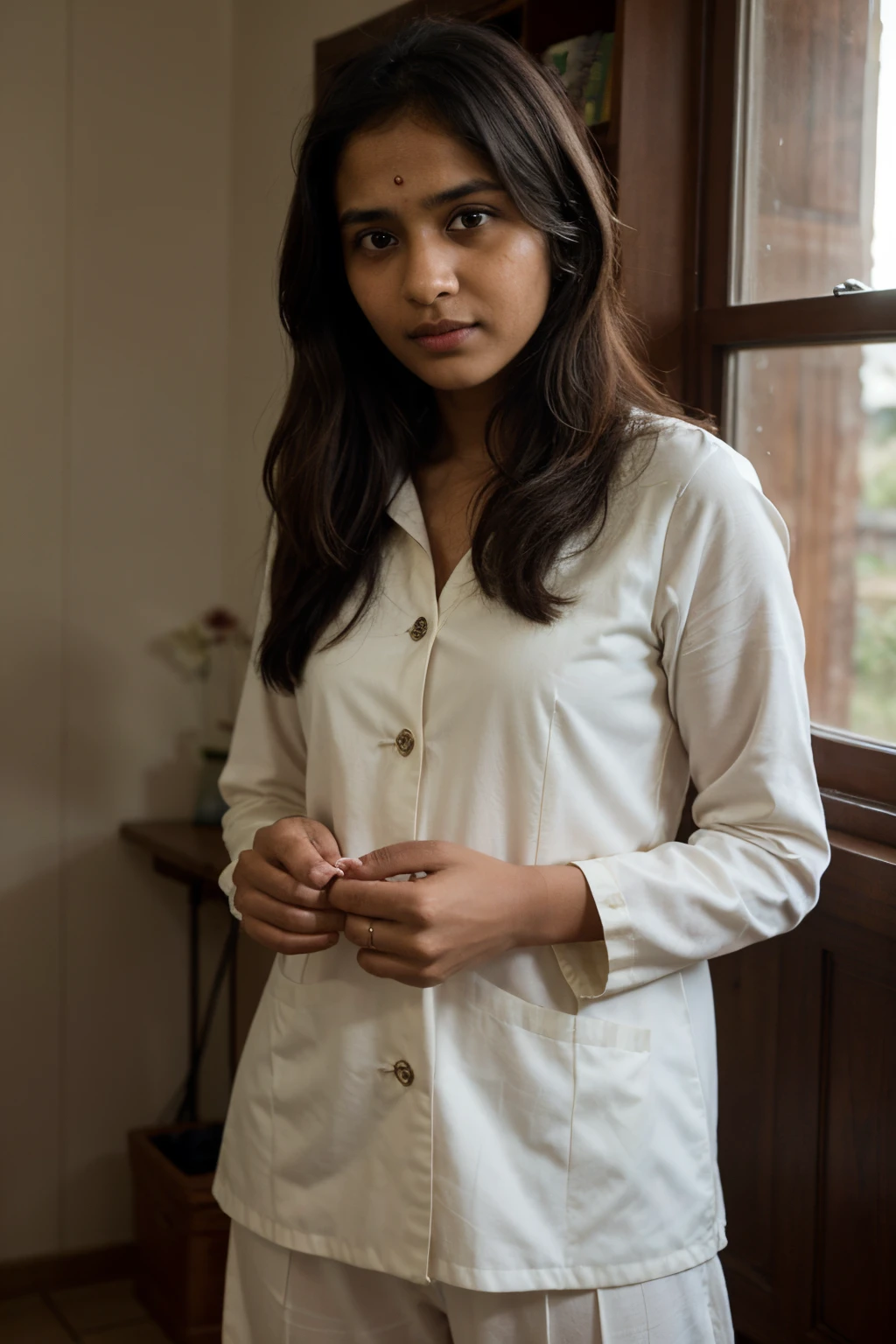 ((best quality)), ((masterpiece)), (detailed), perfect face
There was a small village in the state of Maharashtra, India, where a girl named Jyoti lived. Jyoti is . Wears salwar suit. She was a poor girl, but she wanted to study and become a doctor. She lived in a modest house with her mother, who worked tirelessly as a house help to support the family.