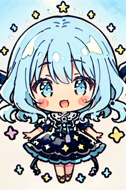 Chibi、((top-quality)), ((​masterpiece)), (detaileds), hight resolution、beautifully detailed eyes、white  hair、20yr old、girl with、 dress in white, seductive succubus, ethereal beauty, perched on a cloud, (Fantasia:1.3), a captivating gaze, Pose Seductive, Delicate wings, Otherworldly charm, mystical sky, a moonlit night, Soft colors, (detailed cloudscape:1.3), (hight resolution:1.2)、plastican00d