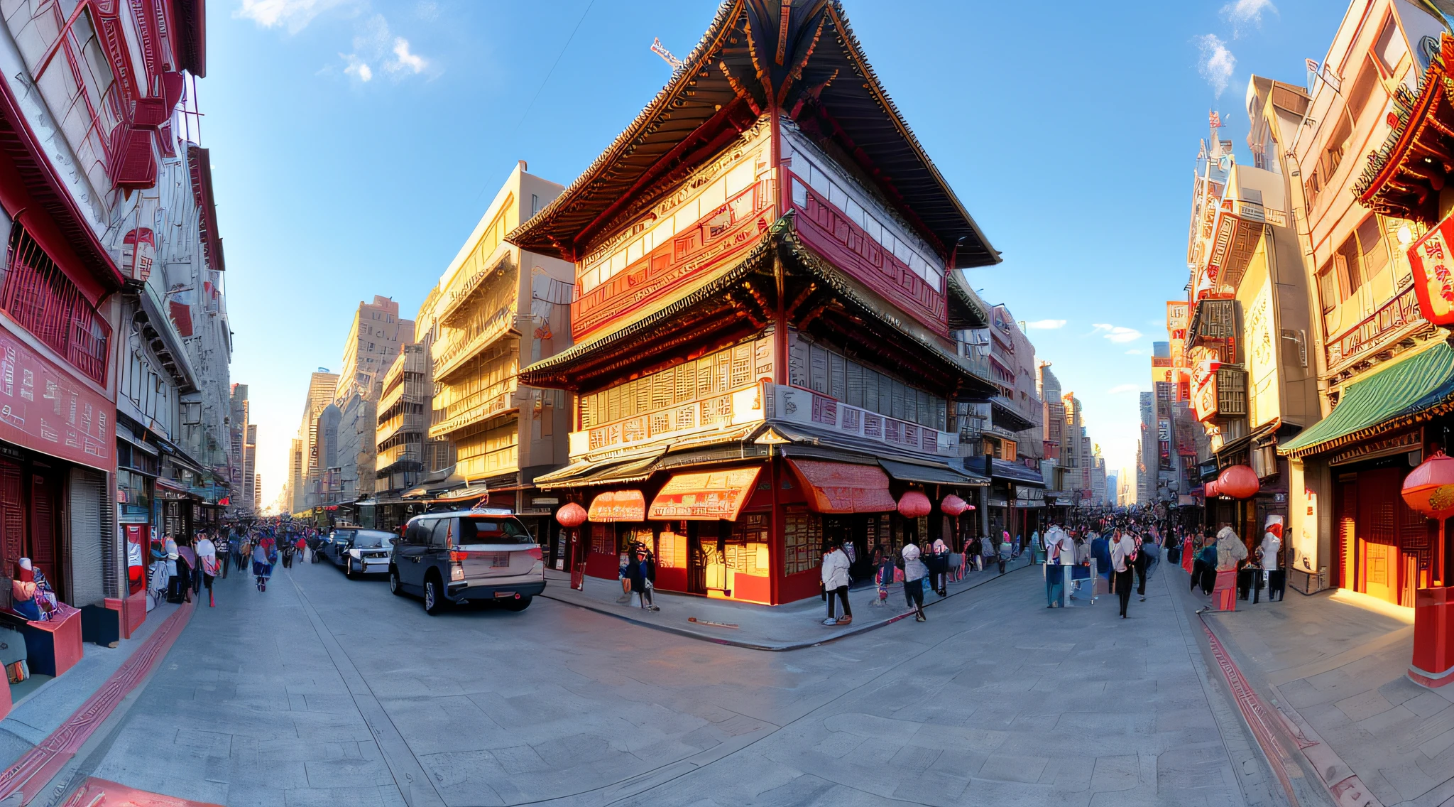 panoramic view of chinatown in new york, 8k, trazado de rayos, ultra detallado, (obra maestra, mejor calidad 1.2)